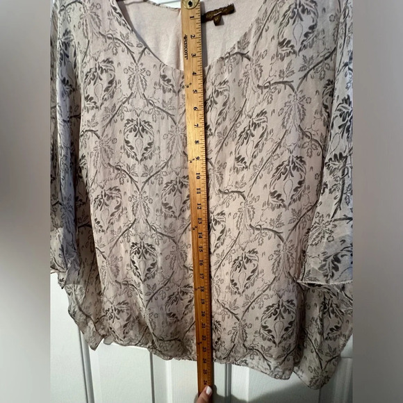 PIAZZA ROMA Italian 🇮🇹 100% Silk Blouse Capelet Ivory Blush Floral M 2 in 1 - Picture 11 of 14